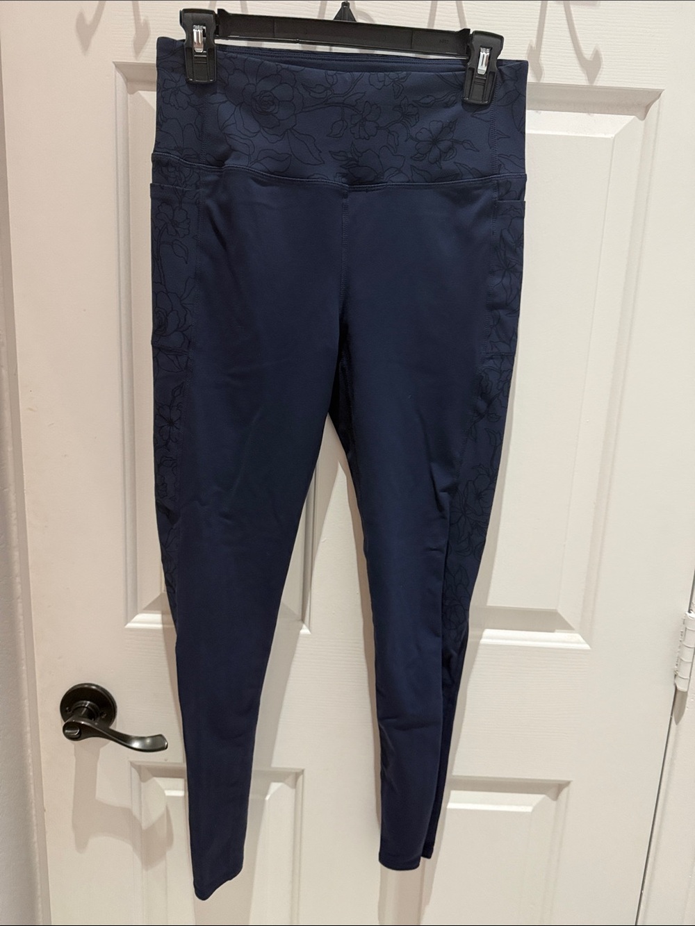 Skechers Navy Floral-Panel High-Rise Leggings